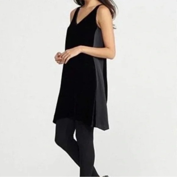 Eileen Fisher Dresses & Skirts - Eileen Fisher Black Velvet Silk Tunic V-Neck Mini Dress
